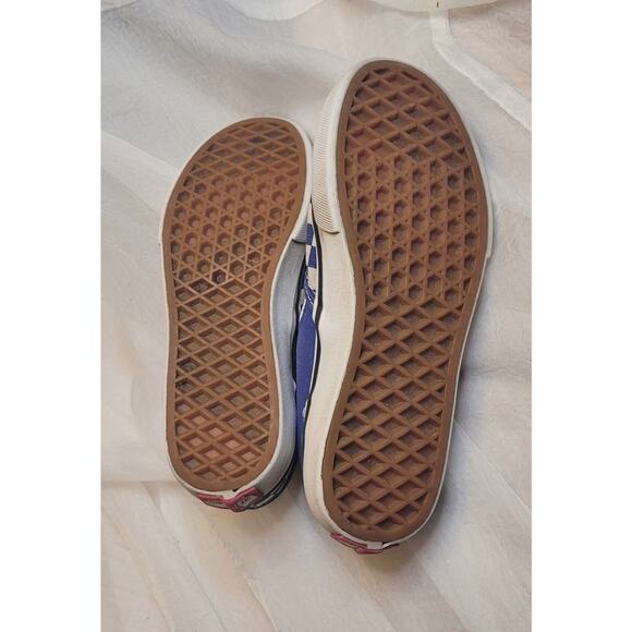 VANS Slip-On Checkerboard Shoes Blue White Skate Size 3 Kids School Comfort - Picture 8 of 10